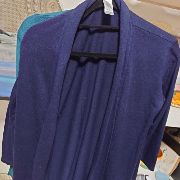 Lot of 2, soft, long sleeve women's cardigans, size large, teal & navy blue - Picture 6 of 9